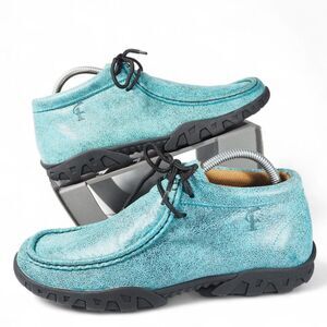 Ferrini Rouge Moc Toe Mid Leather Chukka Boots Women's 10B Turquoise 63722-50